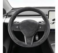 Protector Volante Coche Para Tesla Model3 Modely Edamame ModelX/S | Protector volante coche, cubierta agarre peludo las cuatro estaciones, accesorios interiores coche(Negro)
