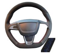 Protector Volante para Asiento para Ibiza 6J FR para Cupra 2015 para MII Volante De Cuero Trenzado Cosido A Mano Cubierta Protectora Gamuza Suave para Coche(Blue Thread)