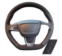 Protector Volante para Asiento para Ibiza 6J FR para Cupra 2015 para MII Volante De Cuero Trenzado Cosido A Mano Cubierta Protectora Gamuza Suave para Coche(Black Thread)