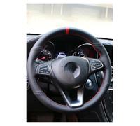 Protector Volante para Mercedes para Benz para AMG C43 E53 S63 GLE G63 Funda De Costura Manual DIY Protector Cuero Microfibra para Volante Coche Cubierta para Volante(B-Black)