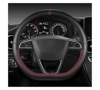 Protector Volante para Seat para Leon para Cupra R para ST para Ateca Protector para Volante De Coche Automático Cuero PU(Wine Red D Shape)