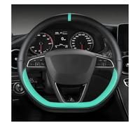 Protector Volante para Seat para Leon para Cupra R para ST para Ateca Protector para Volante De Coche Automático Cuero PU(Green D Shape)