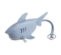 Protectora de Piel para Llaves de tiburón, diseño de Animales de Dibujos Animados, con Cierre de Cremallera, Bonito Llavero de Criatura Marina, Soporte portátil para Control Remoto de Coche