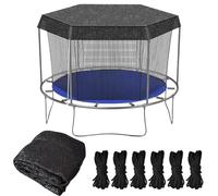 protectora para cama elástica, de protección solar con tejido plegable de bloque UV, resistente a la intemperie, accesorio para cama elástica, ideal para exteriores y patios, color negro