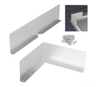 Protectores contra salpicaduras de canalones de aluminio, protector de goteo plegable ligero para evitar el reflujo de lluvia fuerte en canalones para casa de esquina (2 piezas)