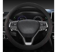 Protectores De Ante Cuero Vaca para Volante Coche, Accesorios para Accord City Civic Fit Brio CRV HRV XRV Mobilio Odyssey, 38cm(Negro)