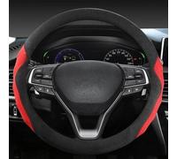 Protectores De Ante Cuero Vaca para Volante Coche, Accesorios para Accord City Civic Fit Brio CRV HRV XRV Mobilio Odyssey, 38cm(Rojo)