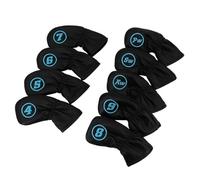 Protectores De Cabezas De Hierro Golf 9 unids/Set Cubierta de Golf Cubiertas Cabeza Poste Hierro Protector Putter Deportes al Aire Libre Universal con Etiquetas numéricas Cuero PU Impermeable(Black)