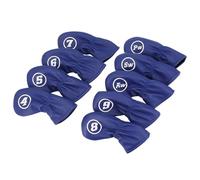 Protectores De Cabezas De Hierro Golf 9 unids/Set Cubierta de Golf Cubiertas Cabeza Poste Hierro Protector Putter Deportes al Aire Libre Universal con Etiquetas numéricas Cuero PU Impermeable(Blue)