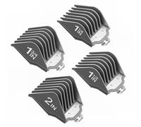 Protectores de cortaúñas con clip de metal de 1.25, 1.5, 1.75 y 2 pulgadas, compatibles con la mayoría de cortadoras Wahl, 4 peines profesionales extralargos de 10, 12, 14, 16, color gris