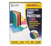 Protectores de hojas de pasta transparente C-Line, cuatro colores, antirreflejos, 50/caja