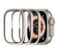 Protectores de Pantalla para Apple Watch Ultra de 49mm, Vidrio Templado 9h + Marco de AleacióN de Titanio, Mantiene el Original, Sensible al Tacto，PelíCula Protectora Ligera Iwatch Ultra 2 (3pack B)