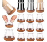 Protectores de Pies de Sillas -✮GARANTÍA por Vida✮- Tapas de Silicona para Muebles, Mesas, Sillas, Escritorio, Sofás - Fondo de Fieltro Suave (Transparente - 16 Piezas, Redondo S (14-20 mm))