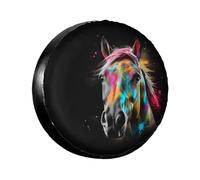 Protectores de Ruedas Coloridos con Cabeza de Caballo con Ajuste Universal para remolques de 15 Pulgadas, vehículos recreativos, SUV, Accesorios para remolques de Viaje para Camiones.