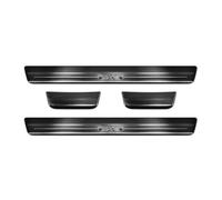 Protectores de umbral de puerta de acero inoxidable negros compatibles con Toyota Aygo X 2022- 'Lines X' - 4 piezas