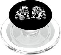 Protectores Guardian Lion Dogs Duo Line Art Fierce Temple PopSockets PopGrip para MagSafe