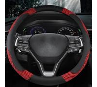 Protectores para Volante De Coche Cuero + Seda Helada, 38cm, para Accord City Civic Fit Brio CRV HRV XRV Mobilio Odyssey, Accesorios(Rojo)