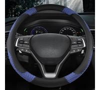Protectores para Volante De Coche Cuero + Seda Helada, 38cm, para Accord City Civic Fit Brio CRV HRV XRV Mobilio Odyssey, Accesorios(BLU)