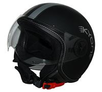 Protectwear - Casco Abierto con Visor Transparente montado en Pilot Design con Dos Rayas de Plata H710 - L