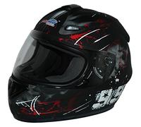 protectWEAR Casco de Moto Negro Rojo Mate con Visor FS-801-99R tamaño - L