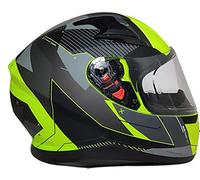 protectWEAR Casco integral de moto con visera solar integrada y visera plegable amarillo 917-GB-S