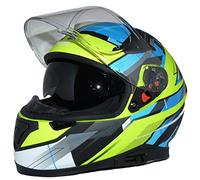 protectWEAR Casco integral de motocicleta con visera solar integrada y visera plegable 917-BG-S