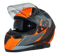 protectWEAR Casco integral de motocicleta con visera solar integrada y visera plegable 917-OG-M, Gris Anaranjado, Medium