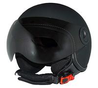Protectwear Casco jet H-730-MS para moto con visera, negro, talla L