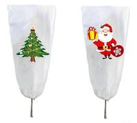 Protege arbustos y árboles pequeños con 2 fundas de invierno para plantas con patrón festivo, cremallera para un fácil acceso y cordón para asegurar contra el viento (80 x 120 cm)