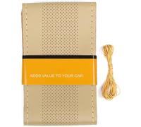 Protege el Volante Funda para Volante de Cuero Genuino 38cm/15 Pulgadas, Cubierta Suave para Coser a Mano con Hilo Agujas, Apta para VW Ford Nissan Kia Vauxhall