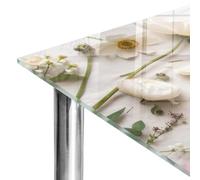 Protege Mesa de Vidrio 120x80 cm | Estampado Decorativo | Elegancia floral | para Mesa de Comedor, Salón y Oficina | Restyling de Muebles | Vidrio Templado | Bordes Pulidos
