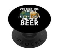 Protege Nuestro Planeta Es el único con Cerveza Save Earth PopSockets PopGrip Adhesivo