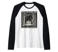 Protege Nuestros Parques Nacionales atormenta a Tus Amantes de la Naturaleza del Patio Trasero Camiseta Manga Raglan