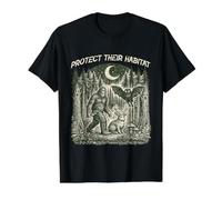 Protege su hábitat Cryptid Forest Vintage Bigfoot Mothman Camiseta gráfica económica, Hombre, Negro, XL
