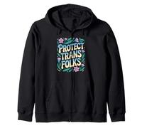 Proteger a las personas trans Serpiente Lotus Flores LGBTQ Abogacía Poder Sudadera con Capucha