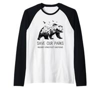 Proteger al Oso Salvar Nuestros Parques Resistir Parque Nacional Camiseta Manga Raglan