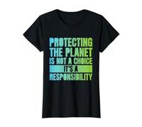Proteger el Planeta no es una elección, es una Responsabilidad Camiseta gráfica económica, Mujer, Negro, XS