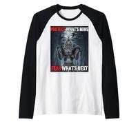 Proteger lo Que es mío Miedo Qué Sigue Funny Alpha Wolf Meme Camiseta Manga Raglan