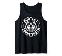 Proteger Trans Youth Wolf Head Design Transgénero Derechos Camiseta sin Mangas