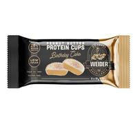 Weider Protein Cups Birthday Cake (20x42g) Tartaletas Crema de Cacahuete Edición 90 Aniversario, Rico en proteínas y Bajo en Azúcar, con cobertura de Chocolate, Sin gluten (20 sobres de 2 tartaletas)