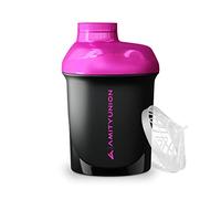 Protein Shaker Deluxe 400 ml a prueba de fugas, sin BPA, con tamiz y escala ORIGINAL - para batidos cremosos de proteína de suero en polvo, aislados de proteínas y concentrados de BCAA Rosa Humo Negro