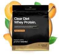 Protein Works - Clear Diet Proteína de suero de leche en polvo, té helado de melocotón, 40 batidos, bebida refrescante alta en proteínas, 1 kg