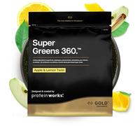 Protein Works | Super Greens 360 - GOLD Innovation, Mezcla de Superalimentos Verdes Mejorada, 159 Beneficios para la Salud, Antioxidantes, Adaptógenos, Vegano, Manzana y Limón, 20 Porciones, 250g