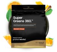 Protein Works | Super Greens 360 - GOLD Innovation, Mezcla de Superalimentos Verdes Mejorada, 159 Beneficios para la Salud, Antioxidantes, Adaptógenos, Vegano, Mandarina y Naranja, 20 Porciones, 250g
