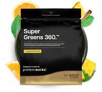 Protein Works | Super Greens 360 - Gold, Ponche Tropical, 500 g | Mezcla de Superalimentos Verdes Mejorada, 159 Beneficios para la Salud, Antioxidantes, Adaptógenos, Vegano, 20 Porciones