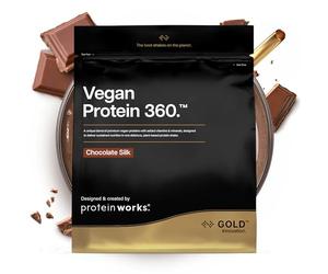 Protein Works | Vegan Protein 360 - Gold, Chocolate Suave, 500 g | Proteína Vegana, 100% Vegetal y Natural, Mezcla Multi-Proteína Premium, Batido Bajo en Grasa y Calorías, 16 Porciones