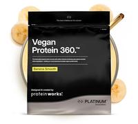 Protein Works | Vegan Protein 360 - PLATINUM Innovation, Proteína Vegana, 100% Vegetal, Omega 3, Electrolitos Añadidos, Batido Bajo en Grasa y Calorías, Plátano Suave, 57 Porciones, 2kg