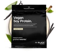 Protein Works | Vegan Soy Protein - BLACK Innovation, Aislado de Proteína de Soja Premium, Bajo en Grasa, 27 g de Proteína, Nutrición 100% de Origen Vegetal, Crema de Vainilla, 33 Porciones, 1kg