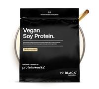 Protein Works | Vegan Soy Protein - BLACK Innovation, Aislado de Proteína de Soja Premium, Bajo en Grasa, 27 g de Proteína, Nutrición 100% de Origen Vegetal, Sin Sabor, 33 Porciones, 1kg