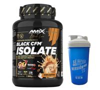 Proteína Black CFM Isolate - Ayuda a Mantener la Masa Muscular - Con Enzimas Digestivas - Fácil Digestión - Rápida Absorción - Proteína en Polvo con Mezclador (1 Kg, Café Helado)